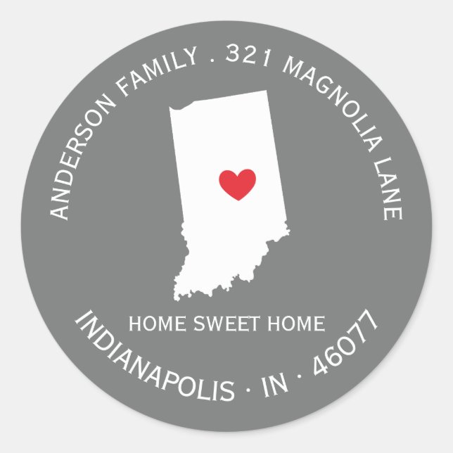 INDIANA State | New Home Address Label Sticker (Front)