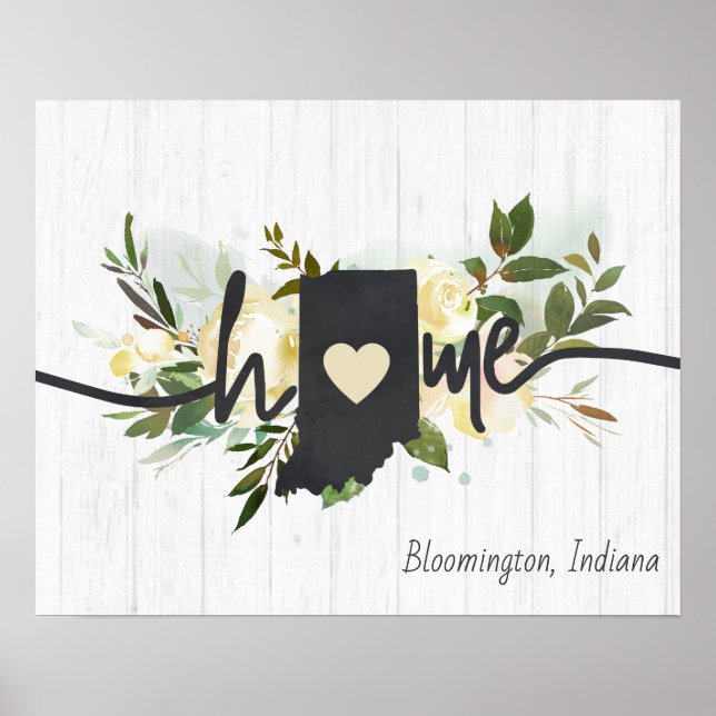 Indiana State Personalised Your Home City Rustic Poster (Front)