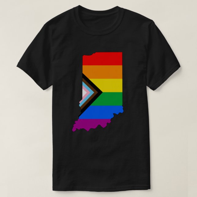 Indiana State Pride LGBTQ Progress Pride T-Shirt (Design Front)