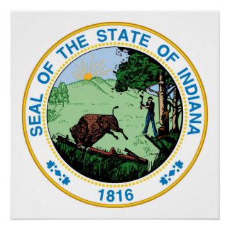 Indiana state seal america republic symbol flag poster