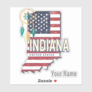 Indiana State United States Retro Map Vintage USA
