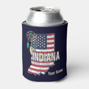 Indiana State United States Retro Map Vintage USA Can Cooler