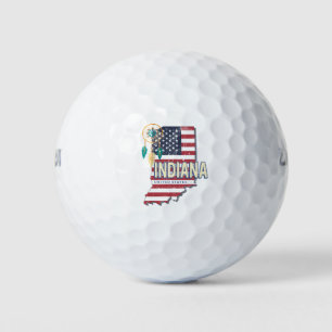 Indiana State United States Retro Map Vintage USA Golf Balls