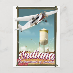 Indiana State vintage flight poster Postcard