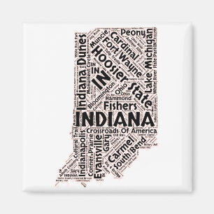 Indiana State Word Cloud Magnet