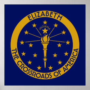 Indiana The Hoosier State Personalised Flag Poster