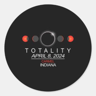 Indiana Total Solar Eclipse 2024 Classic Round Sticker