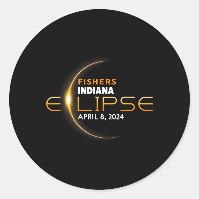 Indiana Total Solar Eclipse 2024  Classic Round Sticker (Front)