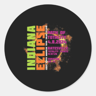 Indiana Total Solar Eclipse 2024 Path Of Totality Classic Round Sticker