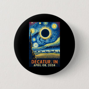 Indiana Total Solar Eclipse 2024 Starry Night 6 Cm Round Badge
