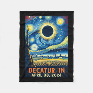 Indiana Total Solar Eclipse 2024 Starry Night Fleece Blanket