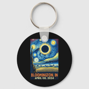 Indiana Total Solar Eclipse 2024 Starry Night Key Ring