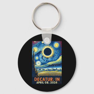 Indiana Total Solar Eclipse 2024 Starry Night Key Ring