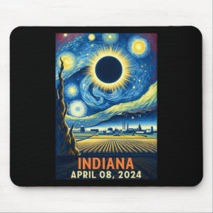 Indiana Total Solar Eclipse 2024 Starry Night Van Mouse Pad