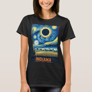 Indiana Total Solar Eclipse 2024 Starry Night Van  T-Shirt