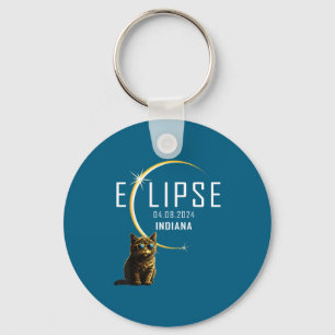 Indiana Total Solar Eclipse Cat Key Ring