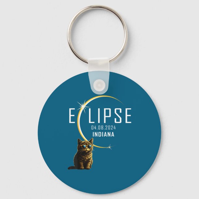 Indiana Total Solar Eclipse Cat Key Ring (Front)
