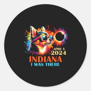 Indiana Total Solar Eclipse Chihuahua Classic Round Sticker