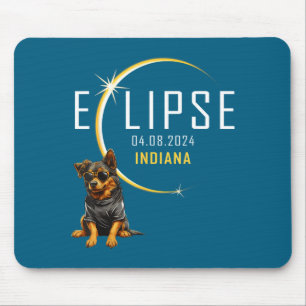 Indiana Total Solar Eclipse Dog Illustration Mouse Pad