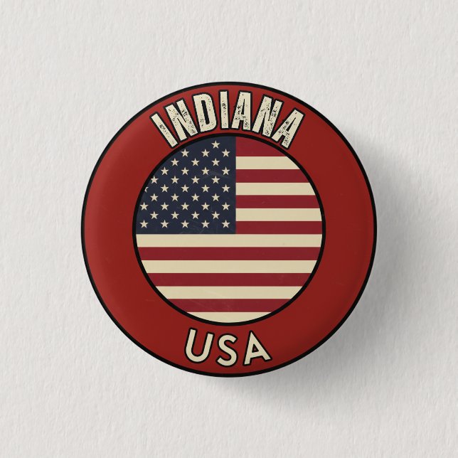 Indiana United States of America  3 Cm Round Badge (Front)
