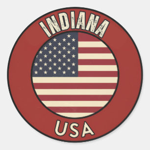 Indiana United States of America Classic Round Sticker