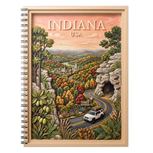 Indiana US Nature Road Trip Vintage Cave Forest Notebook