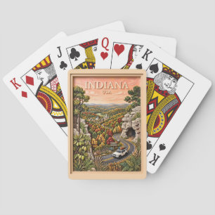 Indiana US Nature Road Trip Vintage Cave Forest Playing Cards