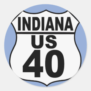 Indiana US Route 40 - The National Road Classic Round Sticker