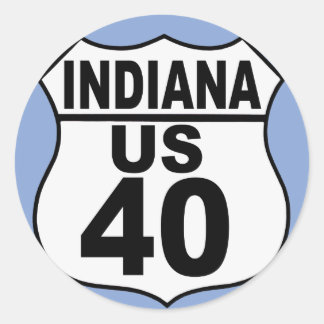 Indiana US Route 40 - The National Road Classic Round Sticker