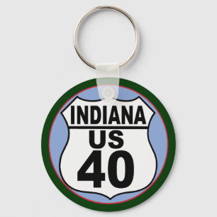 Indiana US Route 40 - The National Road Key Ring