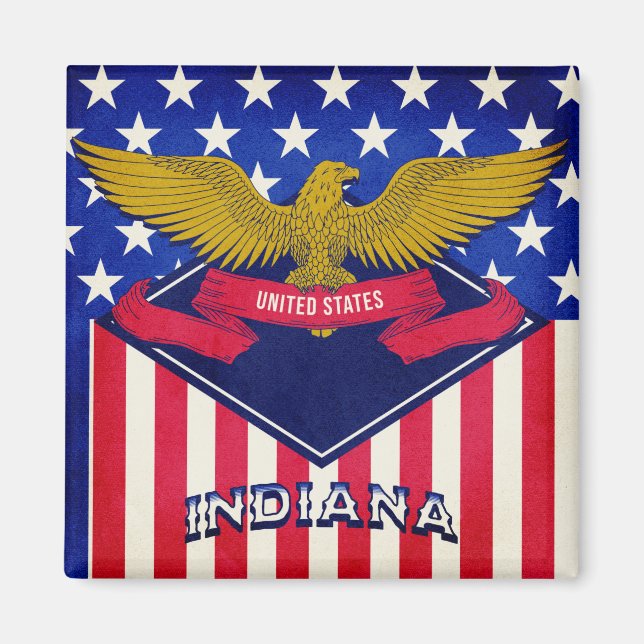 Indiana USA Flag Magnet (Front)