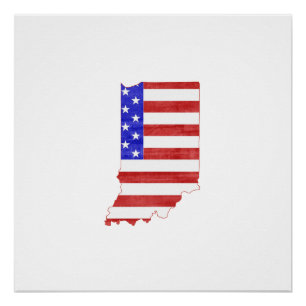Indiana USA silhouette state map Poster
