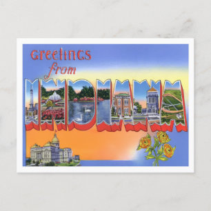 Indiana Vintage Big Letters Postcard