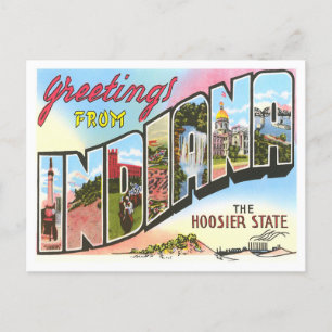 Indiana Vintage Big Letters Postcard