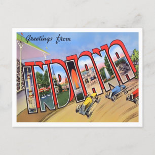 Indiana Vintage Big Letters Postcard