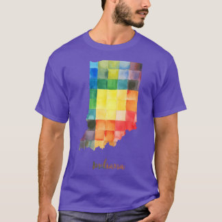 Indiana Watercolor Map Painting Oversized T-Shirt