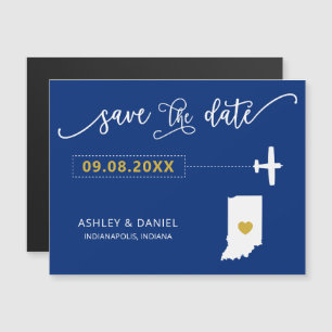 Indiana Wedding Save the Date Card, Map Magnetic Invitation
