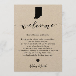 Indiana Wedding Welcome Letter & Itinerary Card
