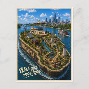 Indiana   Wish You Were Here   State Series Postcard