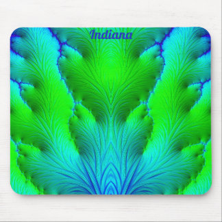 INDIANA ~ Zany Hot Shades of Green and Blue Mouse Pad