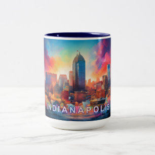 Indianapolis Artsy Skyline  Two-Tone Coffee Mug