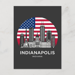 Indianapolis City Indiana American Flag Postcard