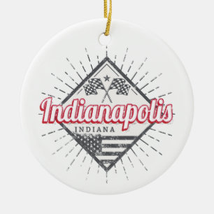 Indianapolis City Indiana United States USA Ceramic Ornament
