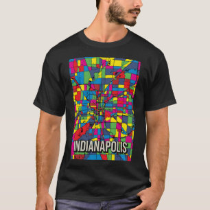 Indianapolis City Map - Vibrant Colourful Pop Abst T-Shirt