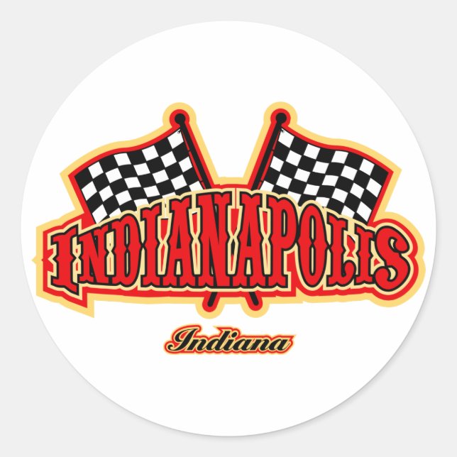 Indianapolis Flagged Classic Round Sticker (Front)