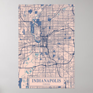 Indianapolis Indiana Breezy City Map Travel Poster