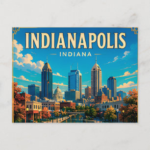 🏁 Indianapolis Indiana Canal And Skyline Postcard