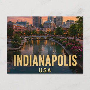 Indianapolis Indiana Canal Travel Gift Postcard