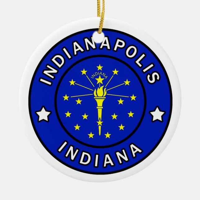 Indianapolis Indiana Ceramic Tree Decoration (Front)