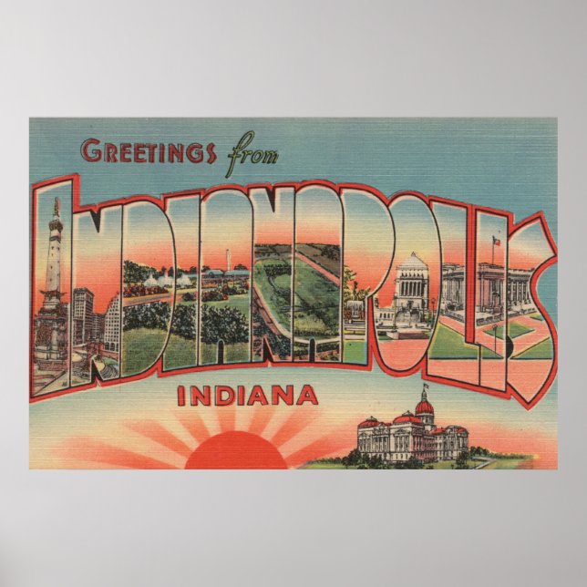 Indianapolis, Indiana - Large Letter Scenes 2 Poster (Front)